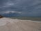 Dark stormy sky over the sea storm