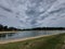 Dark Stratocumulus clouds above a lake