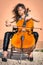 Dark Style Woman with Violoncello