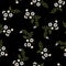 Dark Summer Trendy white blowing daisy Floral pattern meadow flowers. Wild botanical Motifs scattered random. Seamless vector