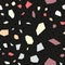 Dark Terrazzo Wall Vector Seamless Pattern.