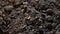 Dark texture of black dirt ground. Top view of black earth surface, agriculture background