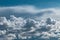 Dark thunderstorm and cirrus clouds in sky