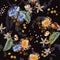 Dark Trendy Floral pattern in the many kind of flowers. Tropica