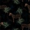 Dark tropical safari with zebra in the jungle seamless pattern in vector EPS10 ,Design for fashion, fabric, web,wallpaper,wrapping