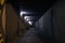 Dark underground passage at night criminal time with electricity lighting and shadow dusk environment no people here square shape