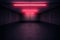 Dark underground room with red neon light in cbasment or parking lot