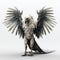 Dark White And Silver 3d Rendering Of Harpy Eagle With Exaggerated Poses