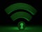 Dark wifi sybol with glowing green keyhole backdoor concept