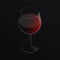 Dark wine logo. Glass of wine on black background