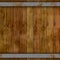 Dark wood barrel deck board seamless background with nine planks and two rusty metal hoops