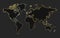 Dark world map with gold line premium business background