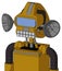Dark-Yellow Automaton With Droid Head And Keyboard Mouth And Large Blue Visor Eye