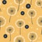 Dark Yellow Dandelion Pattern With Lively Illustrations