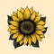 Dark Yellow And Light Bronze Sunflower Vector Illustration