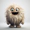 Darkly Comedic 3d Rendering Of A Playful White Fuzzy Monster