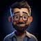 Darkly Comedic Vray Tracing: Cartoon Character Portrait Of Zhao