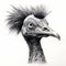 Darkly Detailed Ostrich Head Drawing With Satirical Wildlife Art Twist