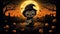 Darkly Romantic Halloween Teddy Bear Playing Guitar With Pumpkins