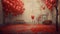 Darkly Romantic Illustration Of Red Balloons In An Empty Room