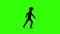 Darkness man walking forward icon on green screen background.