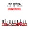 But darling, all of them are different. Colorful lettering about red nail polish bottles. on white background square vert