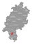 Darmstadt county red highlighted in map of Hessen Germany