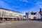 Darmstadt, Germany - City square called `Marktplatz` with outdoor cafes on a sunny early spring day