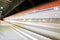 Darmstadt, Hessen, Germany - 16 Jan 2020: train in motion at main station, platform view level at night