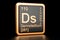 Darmstadtium Ds chemical element. 3D rendering