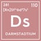 Darmstadtium. Transition metals. Chemical Element of Mendeleev\\\'s Periodic Table. 3D illustration