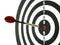 dart arrow hitting bullseye target in dartboard isolated on white, aiming to achieve, perfection goal success