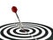 dart arrow hitting bullseye target isolated on white, aiming to achieve, perfection goal success