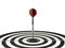 dart arrow hitting on bullseye target isolated on white, aiming to achieve, perfection goal success