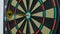 A dart arrow stick on the center of dart board. bull eye