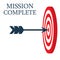 A dart is in the center of a dartboard. Target concept. mission complete, business concept.