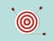 Dart goals target business concept icon with arrow spread on target and off target with flat style - vector