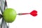 Dart hit green apple in the target