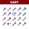 Dart For Play Game Collection Icons Set Vector