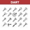 Dart For Play Game Collection Icons Set Vector