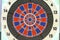 Dartboard, close up. Dart game. Target. Throwing darts. Target for darts game with score points around. Sport and recreation