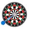 Dartboard with small missile arrow in goal realistic vector