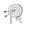 Dartboard. Target arrows. The concept achieving goal. Outline doodle hand drawing icon line sketch