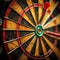 Dartboard triumph, skilled aim, victorious sports competition concept photography