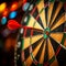 Dartboard triumph, skilled aim, victorious sports competition concept photography