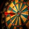 Dartboard triumph, skilled aim, victorious sports competition concept photography