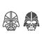 Darth Vader line and solid icon, star wars concept, dark lord vector sign on white background, outline style icon for