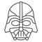 Darth Vader thin line icon, star wars concept, dark lord vector sign on white background, outline style icon for mobile