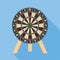 Darts. Circle for playing darts on a stand. Circle darts on a blue background. Vector illustration.