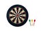 Darts with dartboard on white background. top view